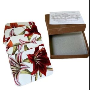 The New York Botanical Garden Amaryllis Hardboard Cork backed Coasters set of 6